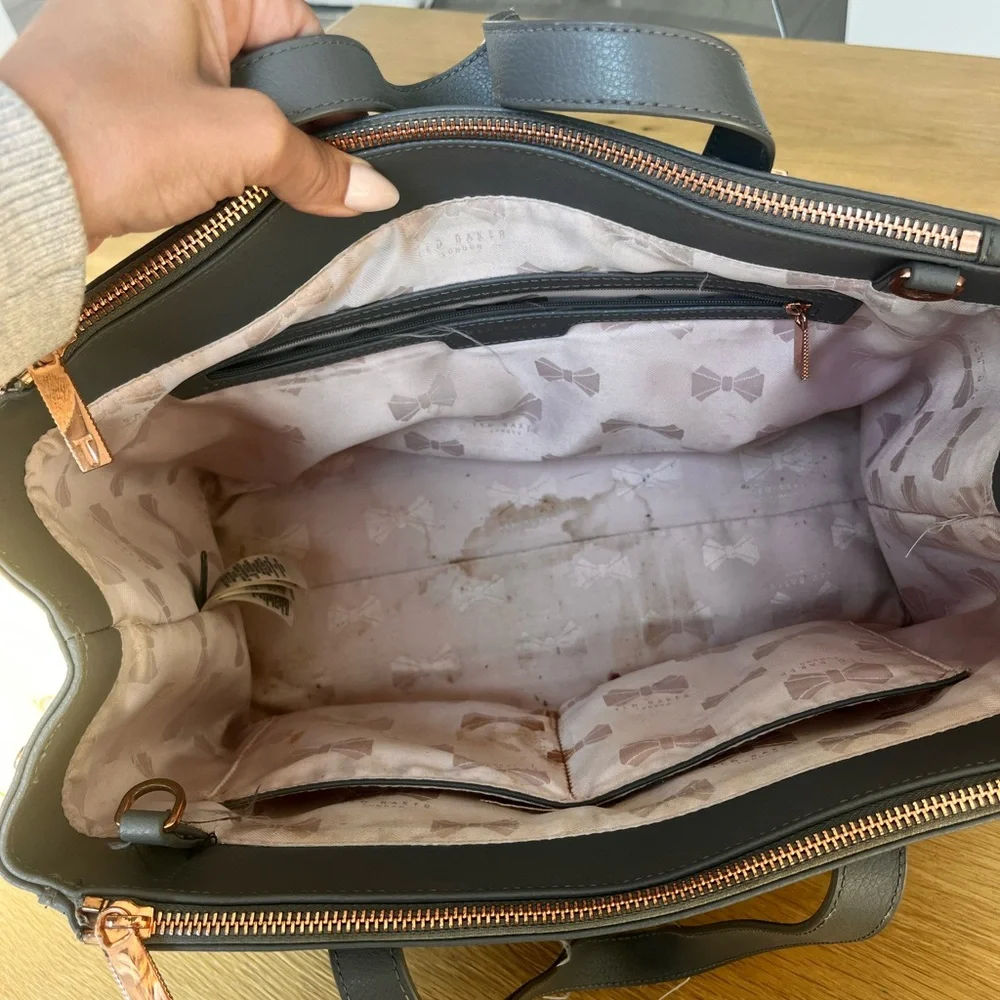 Ted Baker Charcoal Briefcase Bag with Rose Gold Hardware